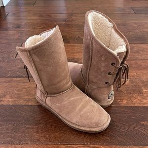 Wool blend lace up boots